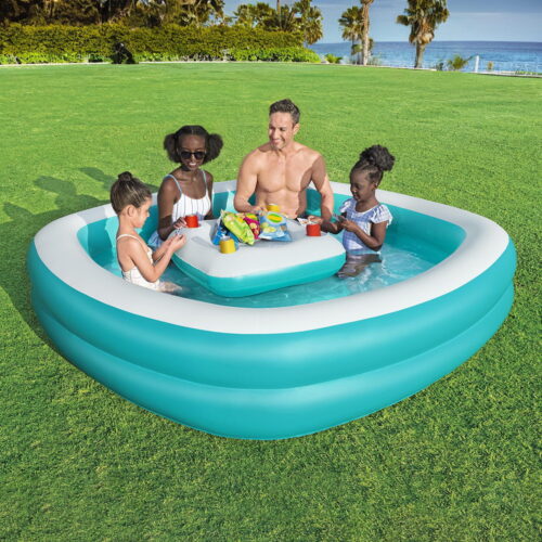 Bestway Kids Inflatable Family Pool with Center Console Cup Holder 218x218x48cm - Image 7
