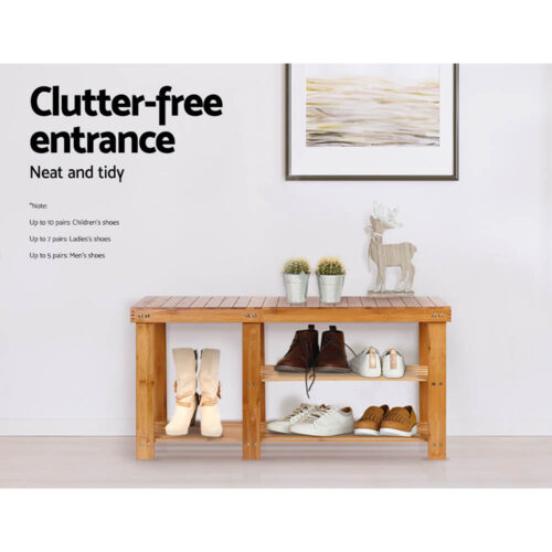 Artiss Bamboo Shoe Rack Bench - Image 5