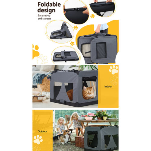 i.Pet Pet Carrier Soft Crate Dog Cat Travel 82x58CM Portable Foldable Car XL - Image 7