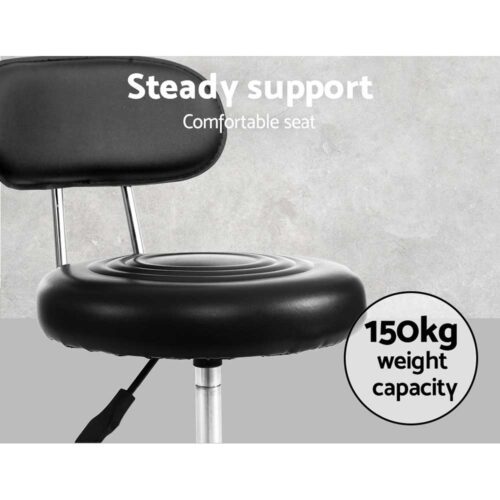 Artiss Salon Stool Swivel Chair Backrest Black - Image 6