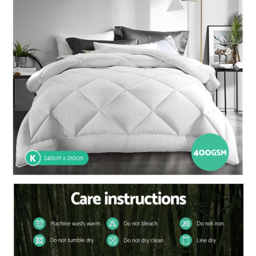 Giselle Bedding 400GSM Microfibre Bamboo Quilt King - Image 7