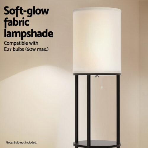 Artiss Floor Lamp 3 Tier Shelf Storage LED Light Stand Home Room Vintage Round - Image 5