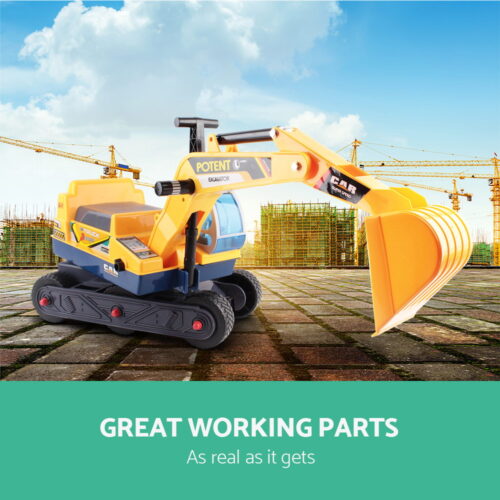 Keezi Ride On Car Toys Kids Excavator Digger Sandpit Bulldozer Car Pretend Play - Image 4