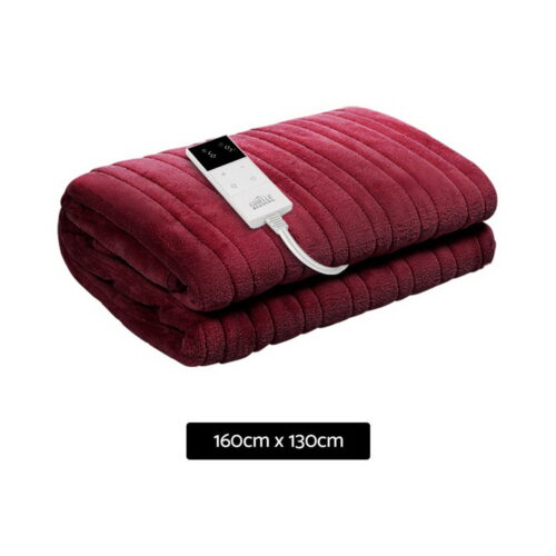 Giselle Electric Throw Rug Heated Blanket Fleece Red - Image 2