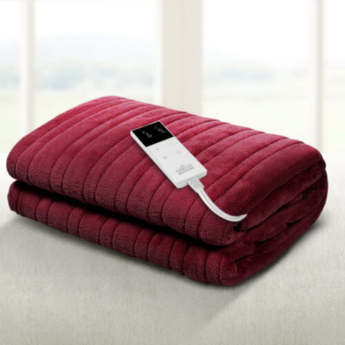 Giselle Electric Throw Rug Heated Blanket Fleece Red - Image 8