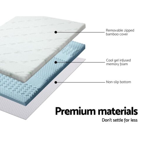 Giselle Bedding Memory Foam Mattress Topper 7-Zone 5cm Double - Image 3
