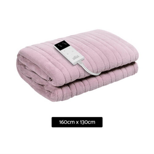 Giselle Electric Throw Rug Heated Blanket Washable Fleece Winter Warm Sofa Pink - Image 2