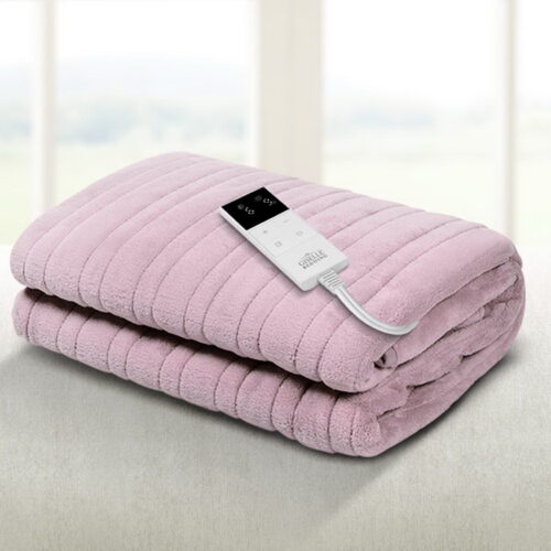 Giselle Electric Throw Rug Heated Blanket Washable Fleece Winter Warm Sofa Pink - Image 8