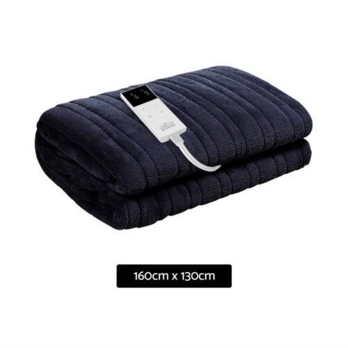 Giselle Bedding Heated Electric Throw Rug Fleece Sunggle Blanket Washable Charcoal - Image 2