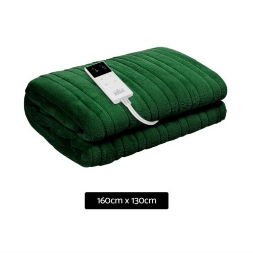 Giselle Electric Throw Rug Heated Blanket Washable Snuggle Flannel Winter Green - Image 2