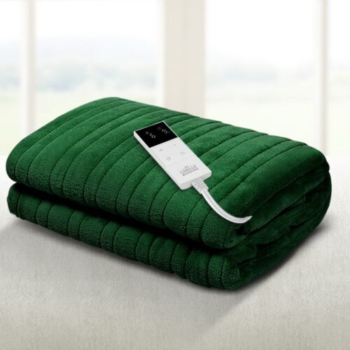 Giselle Electric Throw Rug Heated Blanket Washable Snuggle Flannel Winter Green - Image 7