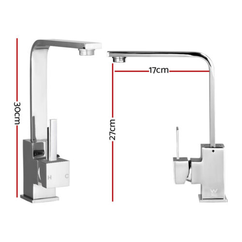Cefito Kitchen Mixer Tap Mixer Square Sink Faucet Basin Laundry Chrome - Image 2