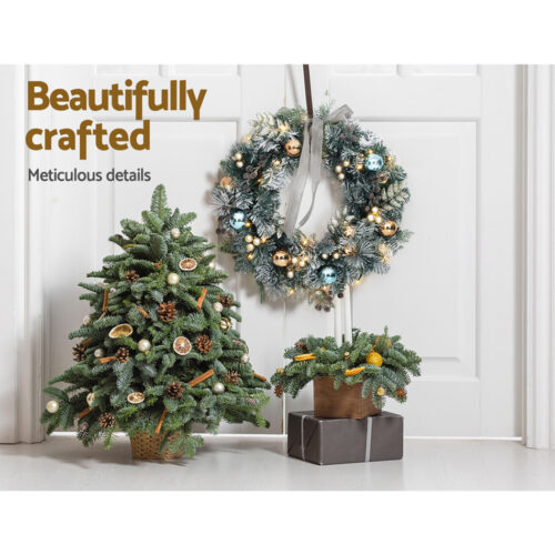 Jingle Jollys 60cm Christmas Wreath with LED Lights Snowy Garland Xmas Decor - Image 7