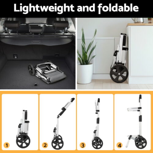 Emajin Shopping Trolley Cart 45KG Foldable Grey - Image 5