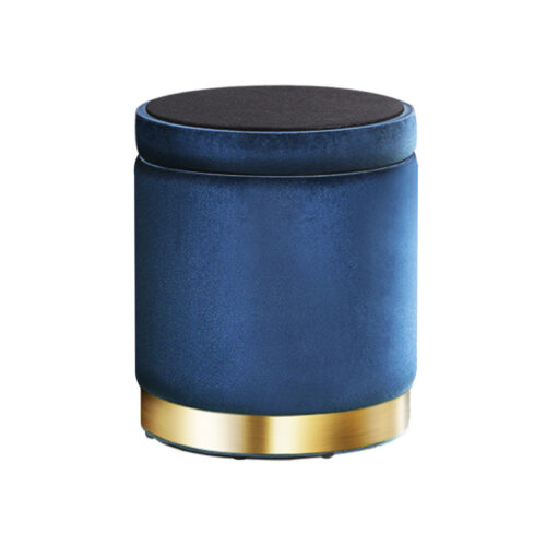 Artiss Ottoman Storage Foot Stool Round Velvet Navy - Image 3