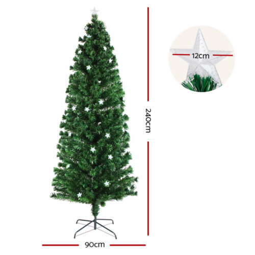 Jingle Jollys 2.4m Christmas Tree Optic Fibre LED Xmas tree Multi Colour - Image 2