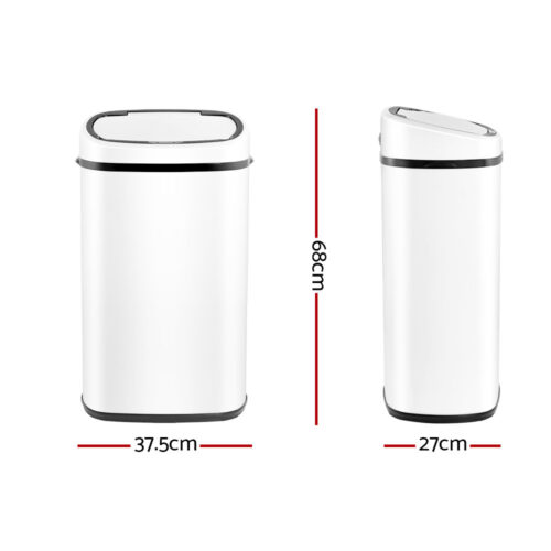 Devanti 58L Motion Sensor Bin Rubbish Automatic White - Image 2