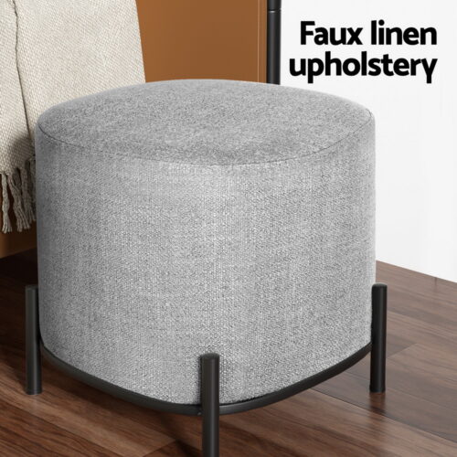 Artiss Ottoman Foot Stool Square Linen Grey - Image 5