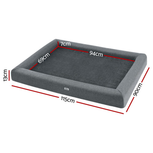 i.Pet Pet Bed Dog Cat Extra Large Calming Soft Sofa Cushion Egg Crate Washable Grey - Image 2
