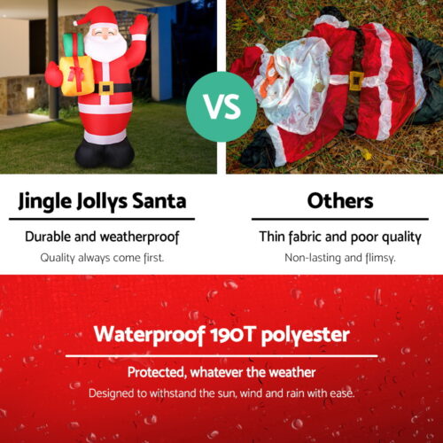 Jingle Jollys Christmas Inflatable Santa 2.4M Illuminated Decorations - Image 5