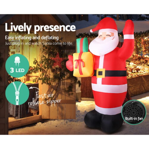 Jingle Jollys Christmas Inflatable Santa 2.4M Illuminated Decorations - Image 6