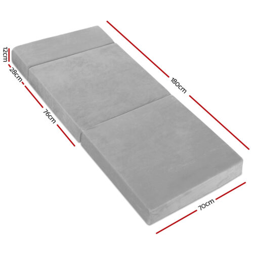 Giselle Bedding Foldable Mattress Folding Foam Bed Mat Light Grey - Image 2