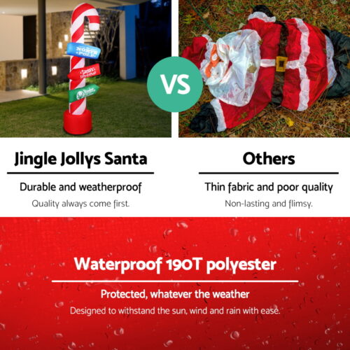 Jingle Jollys Christmas Inflatable Candy Pole 2.4M Illuminated Decorations - Image 5