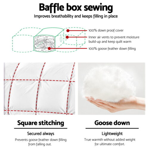 Giselle Bedding 700GSM Goose Down Feather Quilt Double - Image 5