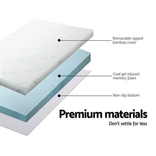 Giselle Bedding Memory Foam Mattress Topper Cool Gel 5cm Double - Image 4