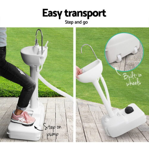 Weisshorn Camping Basin Portable Hand Wash Sink Stand 19L Capacity - Image 6