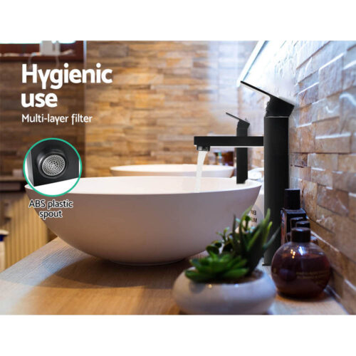 Cefito Bathroom Basin Mixer Tap Square Tall Faucet Vanity Laundry Black - Image 6