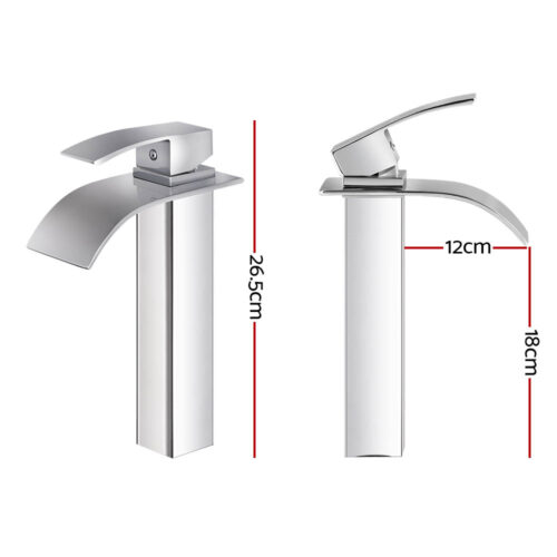 Cefito Bathroom Basin Mixer Tap Thin Tall Faucet Vanity Laundry Silver - Image 2