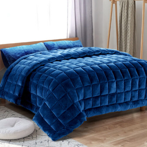 Giselle Bedding Faux Mink Quilt Blue Queen - Image 7