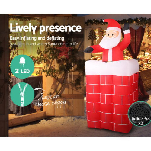 Jingle Jollys Christmas Inflatable Santa Pop Up 1.8M Illuminated Decorations - Image 6
