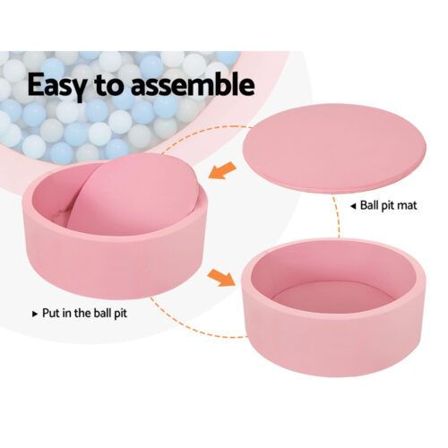 Keezi Kids Ball Pit 90x30cm Ocean Foam Play Pool Barrier Toys Children Pink - Image 4