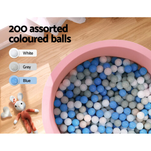Keezi Kids Ball Pit 90x30cm Ocean Foam Play Pool Barrier Toys Children Pink - Image 6