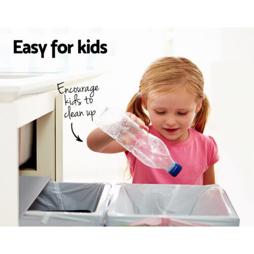 Cefito Pull Out Bin Kitchen Double Basket 2X20L Grey - Image 5