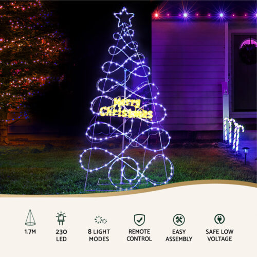 1.7M Christmas Tree 230 LED RGB Motif Lights Jingle Jollys - Image 4