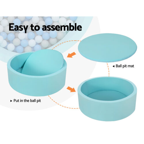Keezi Kids Ball Pit 90x30cm Ocean Foam Play Pool Barrier Toys Children Blue - Image 4