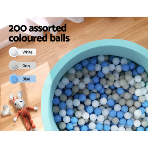 Keezi Kids Ball Pit 90x30cm Ocean Foam Play Pool Barrier Toys Children Blue - Image 6