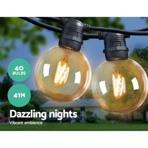 Jingle Jollys 41m LED Festoon String Lights 40 Bulbs Kits Wedding Party Christmas G80 - Image 3
