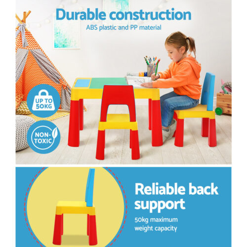 Keezi 3PCS Kids Table and Chairs Set Activity Toys Storage Box Desk Blocks - Image 5