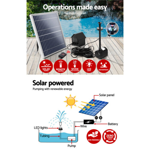 Gardeon Solar Pond Pump with Battery Kit LED Lights 8.8 FT - Image 5