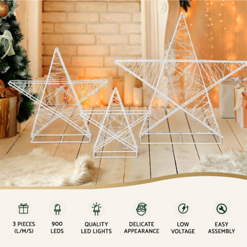3 PCS Christmas Lights 900 LED Fairy Light Star Decorations Jingle Jollys - Image 4