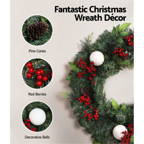 Jingle Jollys Christmas Garland with Wreath Set LED Lights Xmas Tree Decor - Image 5