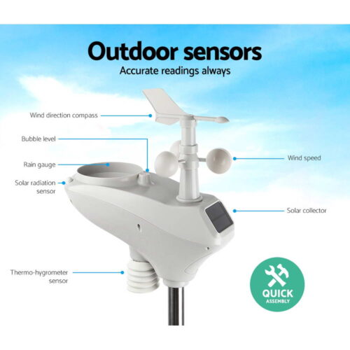 Devanti Wireless WiFi Professional Weather Station Solar Sensor LCD UV Light - Image 6