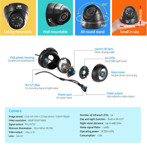 UL-tech CCTV Security System 4CH DVR 4 Cameras 1080p - Image 6