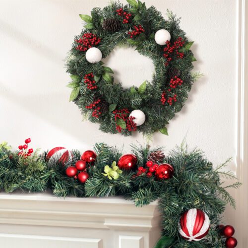 Jingle Jollys Christmas Garland with Wreath Set Ornaments Xmas Tree Decor - Image 6