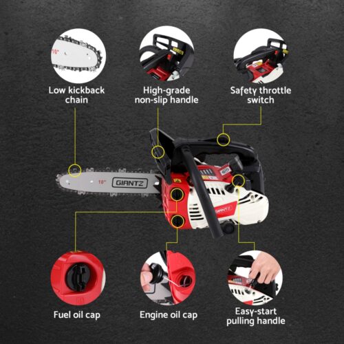 Giantz 25cc Petrol Chainsaw 10" Bar E-Start Tree Pruning Chain Saw - Image 6