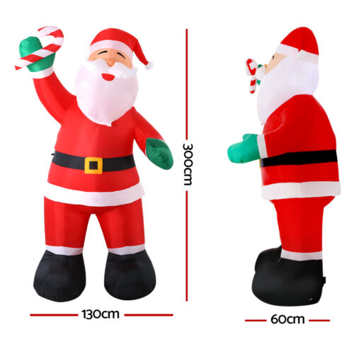 Jingle Jollys Christmas Inflatable Santa 3M Illuminated Decorations - Image 2